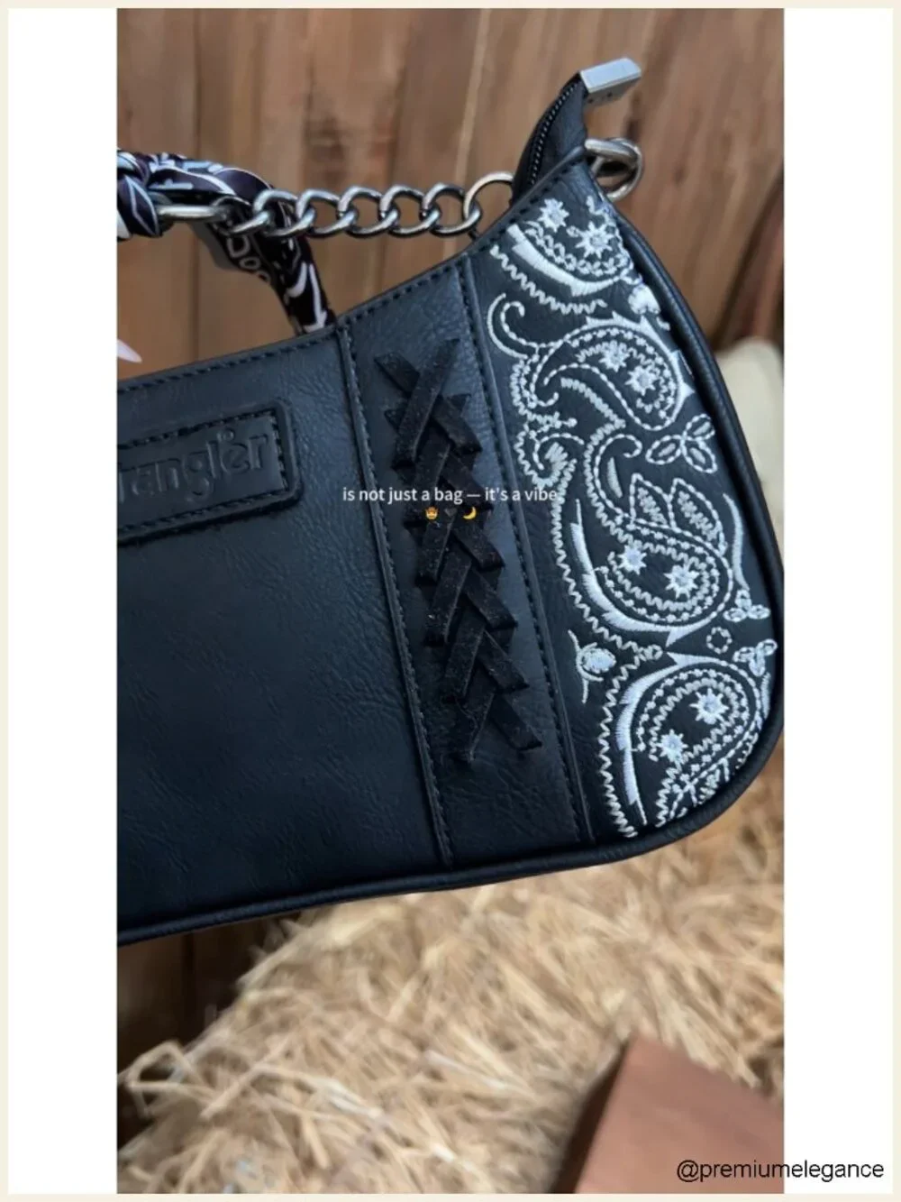 Faux Leather Hobo Handbag Crossbody Purse Embroidered Paisley Shoulder Bag